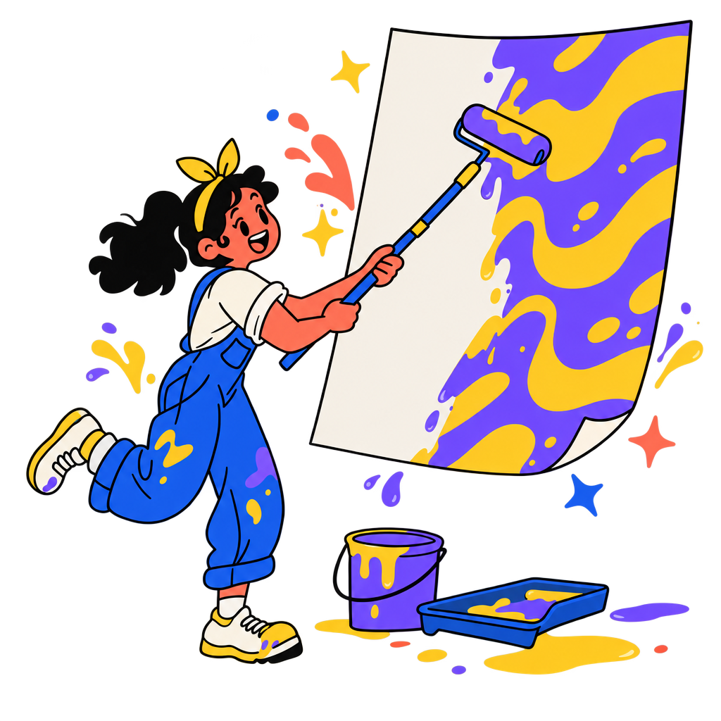 A person rolling a fresh pattern onto a flyer