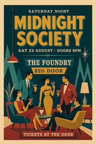 Midcentury Cocktail — flyer